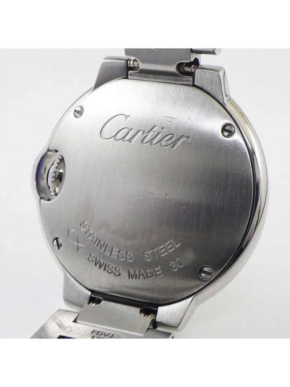 Cartier Watch Baron Blue SM 11 Points Diamond Index Silver Guilloche Dial SS